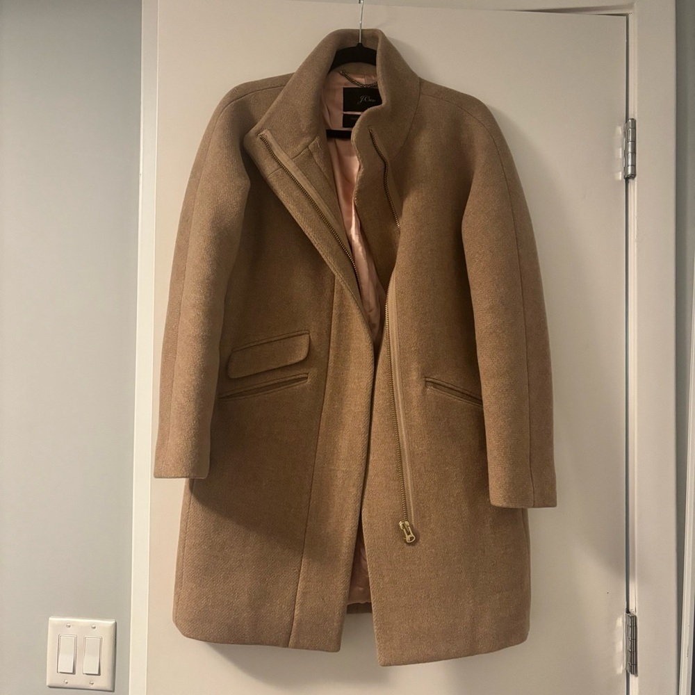 J. Crew Cocoon Coat in Italian Stadium-Cloth Wool, Heather Sandstone
